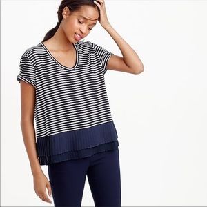 J Crew Navy Stripe Ruffled Hem Tee | XS